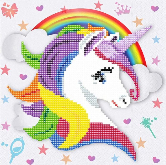 Goblen mozaic cu diamante, Zola, model unicorn si curcubeu, 15 x 20 cm Goblen mozaic cu diamante, Zola, model unicorn si curcubeu, 15 x 20 cm